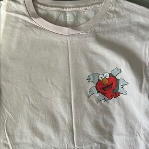 Uniqlo White and Red Short Sleeve Tee with Heart Embroidery